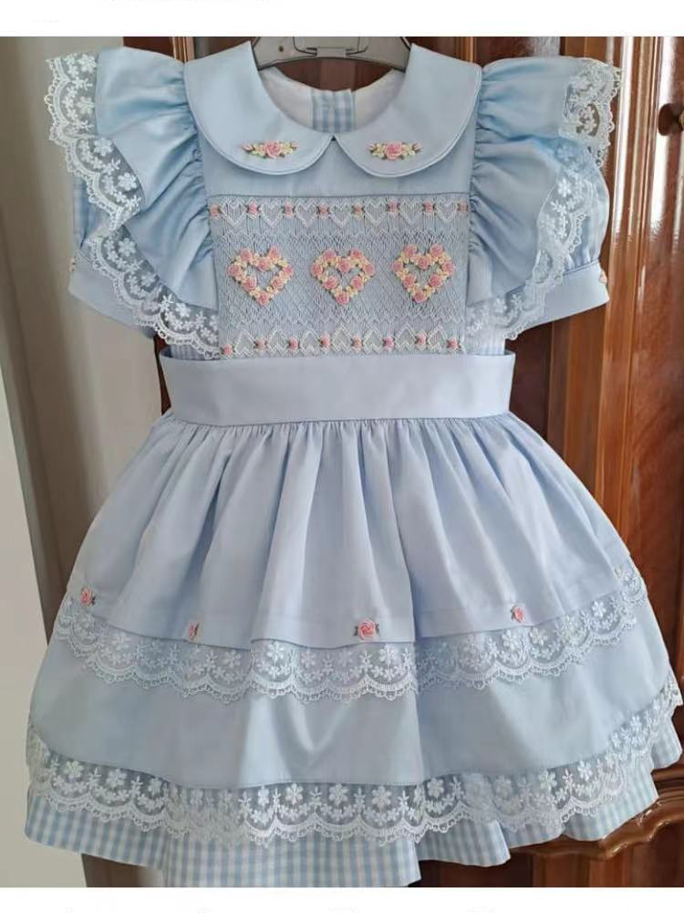 Photography Vintage Style - 0-12Y Baby Girl Summer Blue Flower
