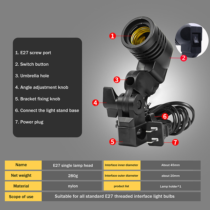 E27 AC Socket Lamp Single Head – обзор и цена Photography Bulb