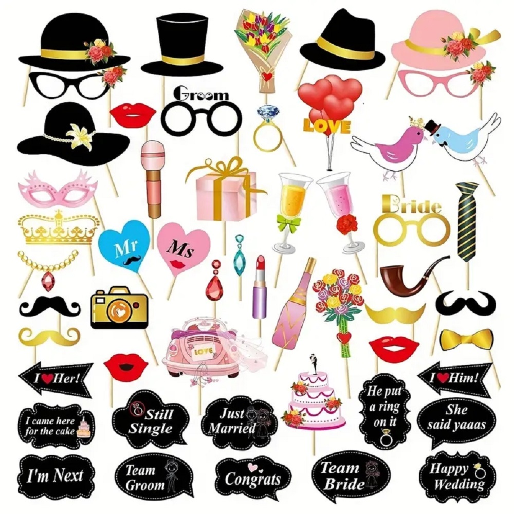 53pcs Wedding Photo Booth Prop – обзор и цена Photography Prompt