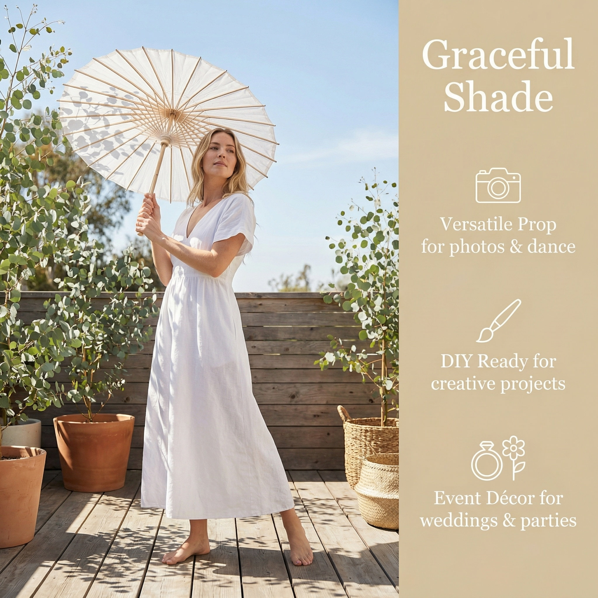 5Pcs White Bridal Paper Umbrel – обзор и цена Photography Umbrella