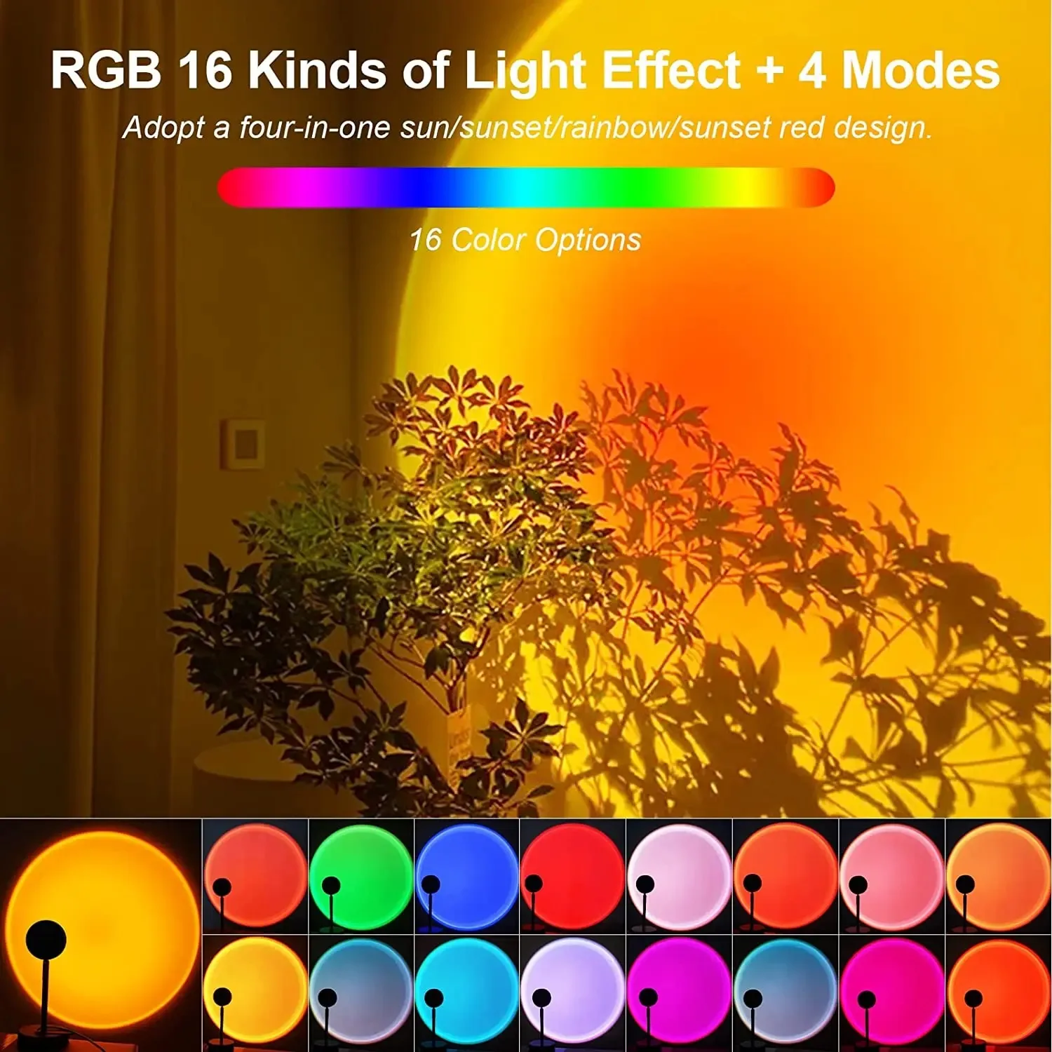 16 Color Sunset Lamp,RGB Mood  – обзор и цена Photography Bulb